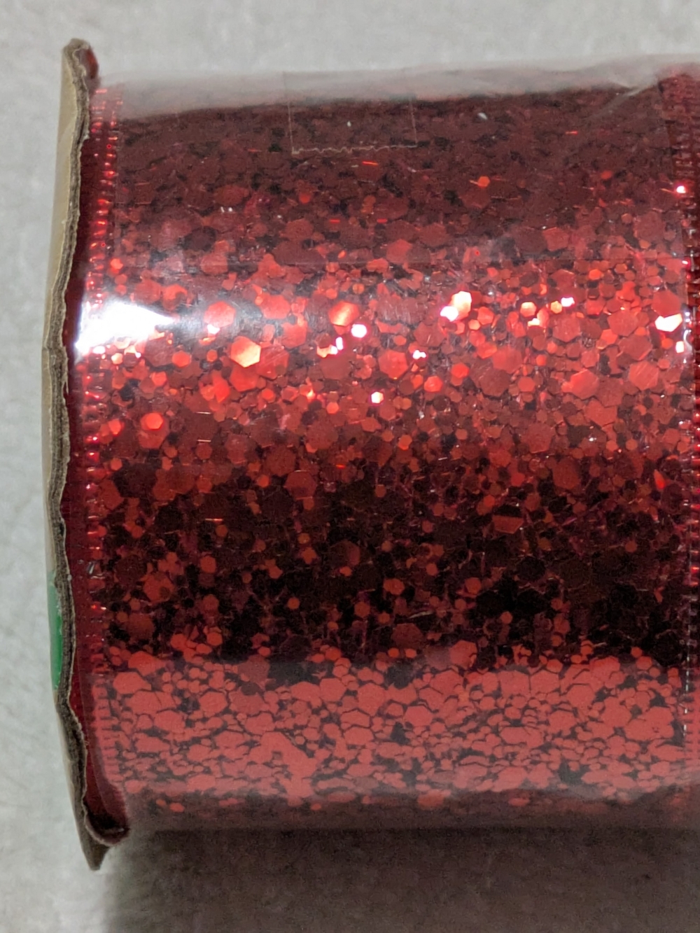 Crafter's Square Red Glitter Wired Ribbon 2.5" x 3 Yards NIP Christmas Crafting